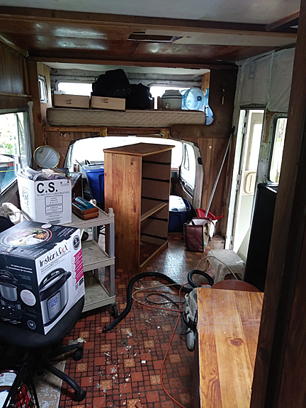 Inside the RV after repair work was mostly finished